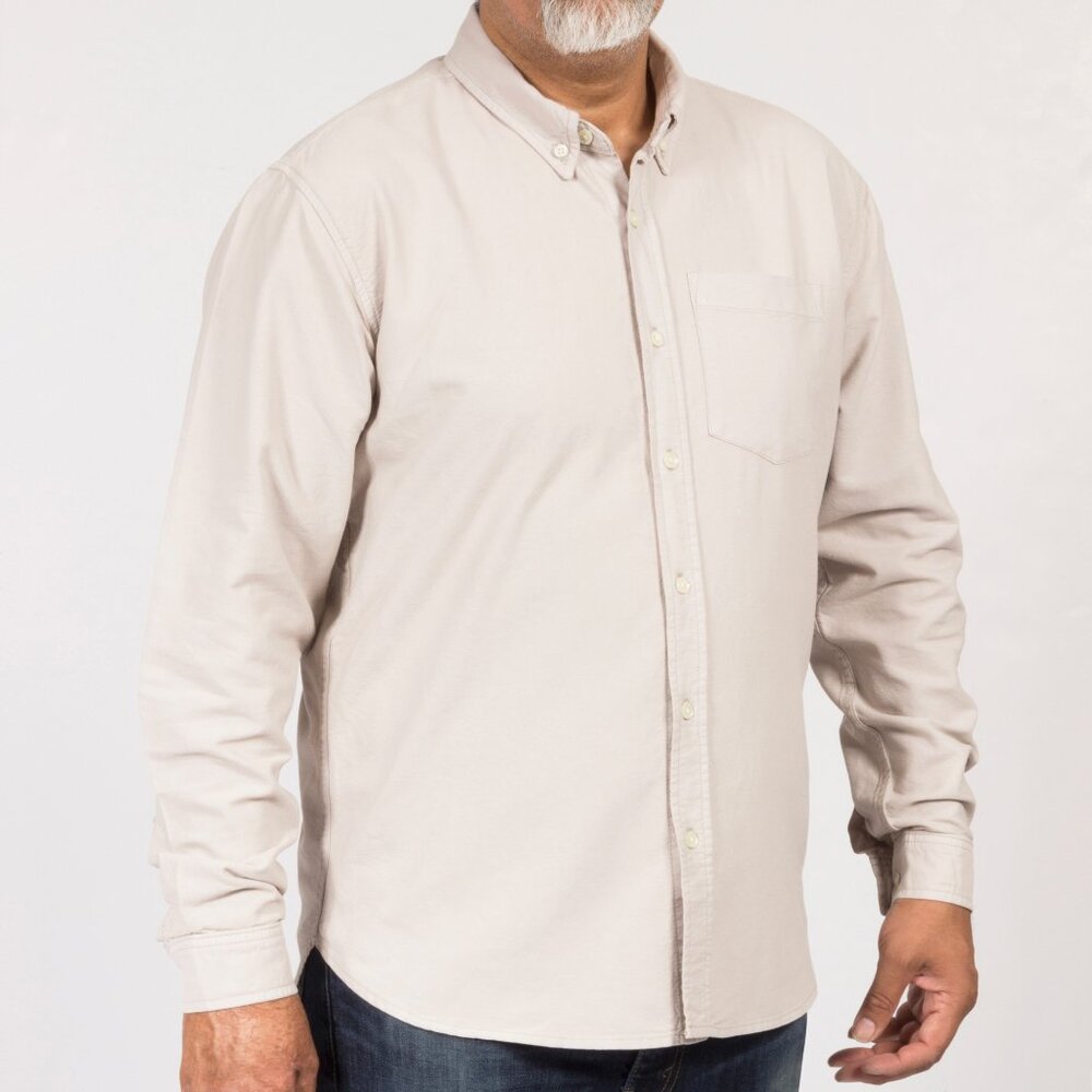 Oxford Button Down Men's Shirt Garment Dye Stone